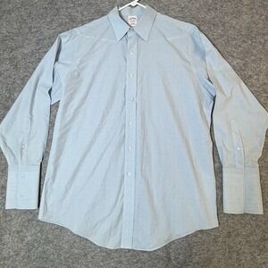Brooks Brothers Shirt Mens 16-33 Blue Striped Button All Cotton 1818